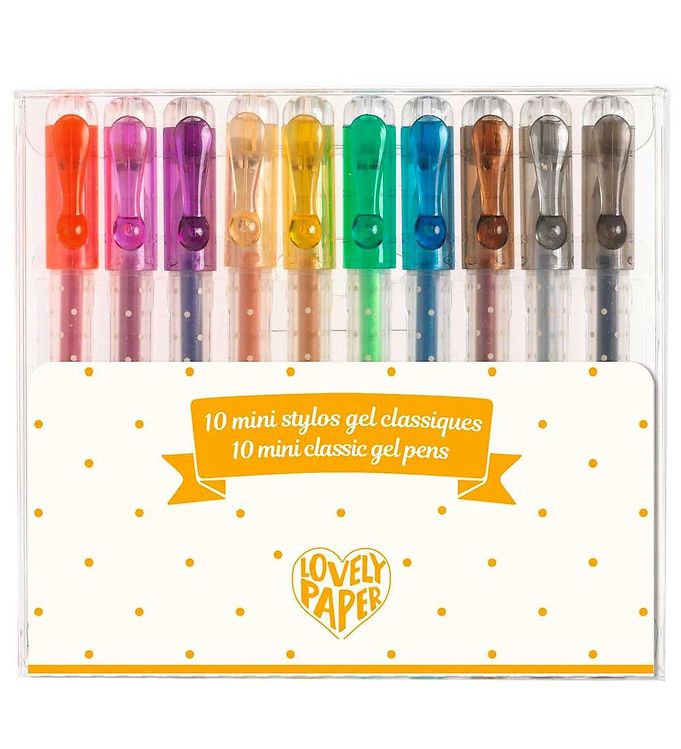 6: Djeco Lovely Paper 10 Mini Gel Penne Klassisk