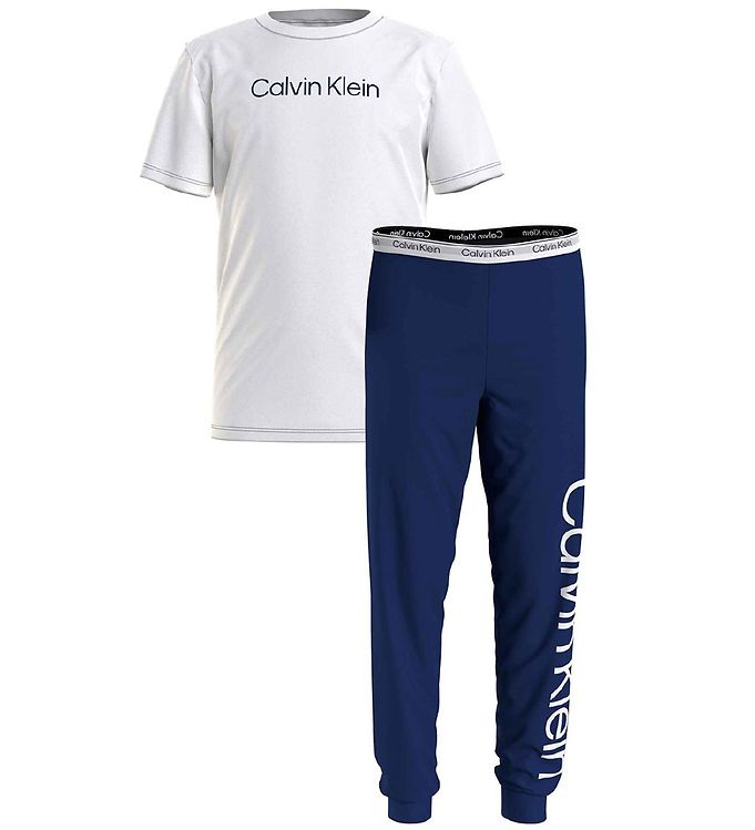 Calvin Klein Nattøj - T-shirt/Bukser - White/Bold Blue