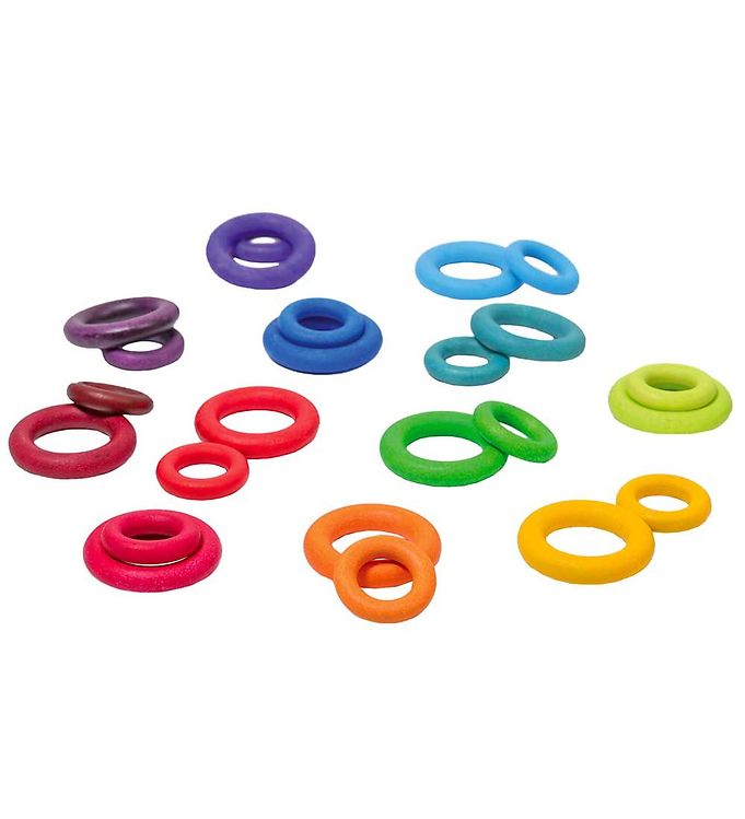 Image of Grimms Trælegetøj - Building Rings Rainbow - OneSize - Grimms Legetøj (300574-4334619)