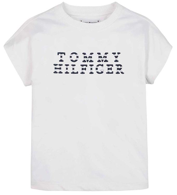 Tommy Hilfiger T-Shirt - Stripe Logo - Hvid