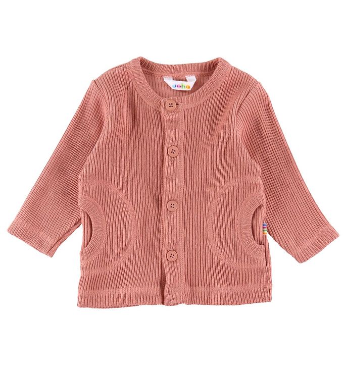 4: Cardigan med fod pastel rosa økologisk bomuldsstrik