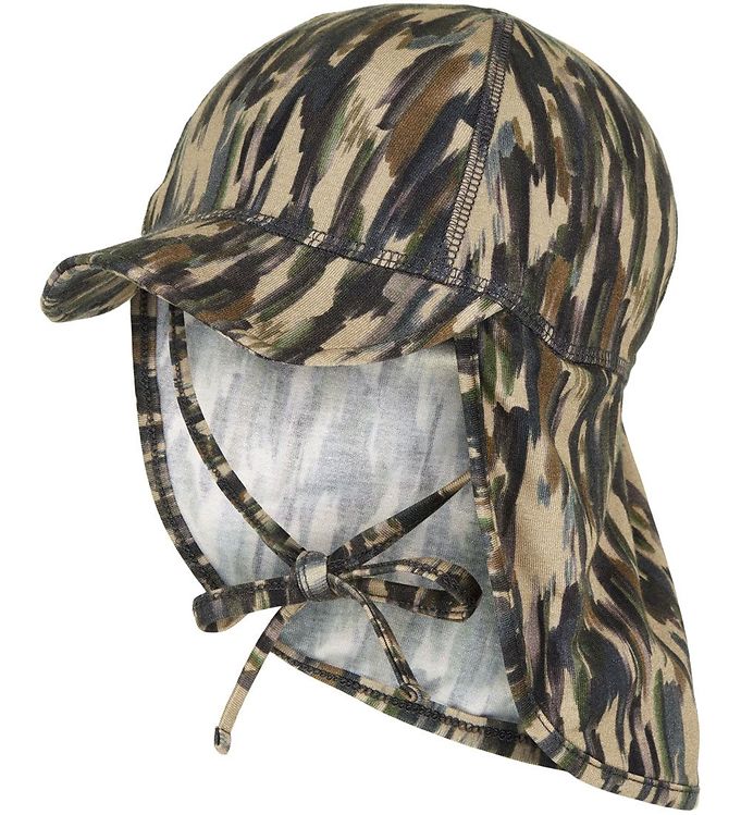 Sommerhat m/lang skygge - AOP - Bambus - DULL GOLD - 43 CM