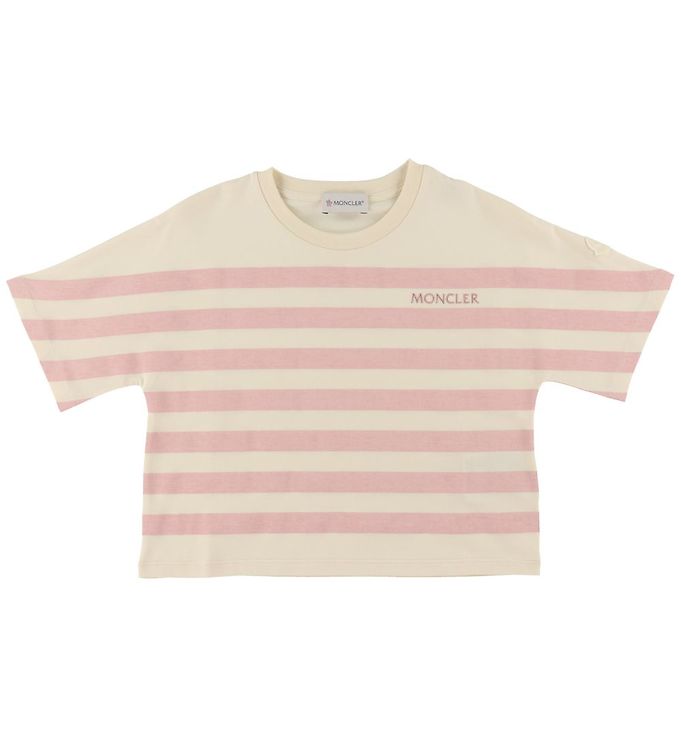 Moncler T-shirt - Cropped - Rosa/Cremestribet