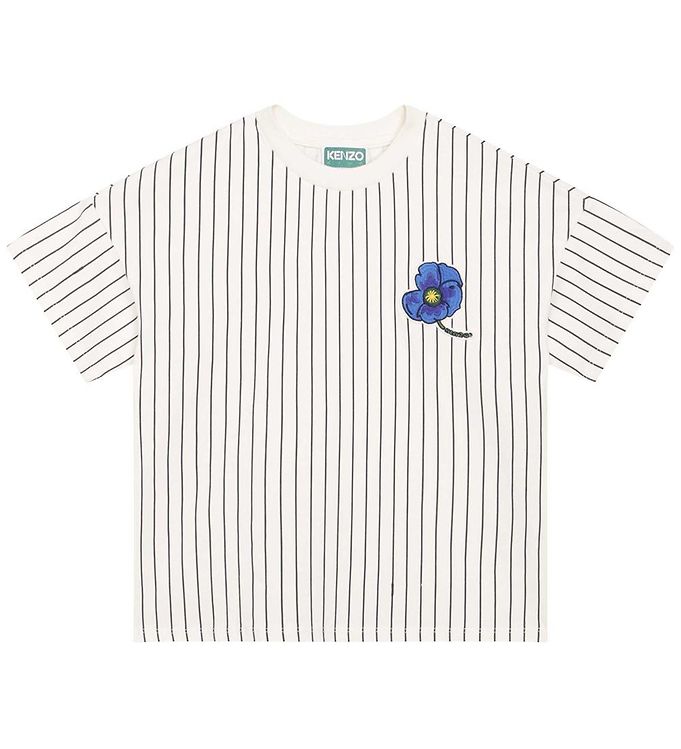 10: Kenzo T-shirt - Exclusive Edition - Creme/Sortstribet m. Blomst