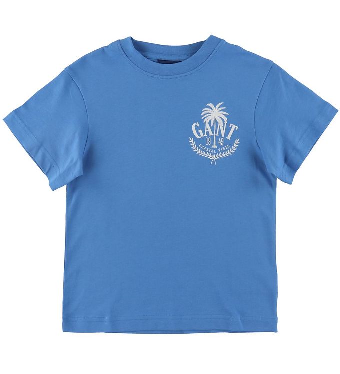 13: GANT T-Shirt - Oversized - Day Blue m. Palme Print
