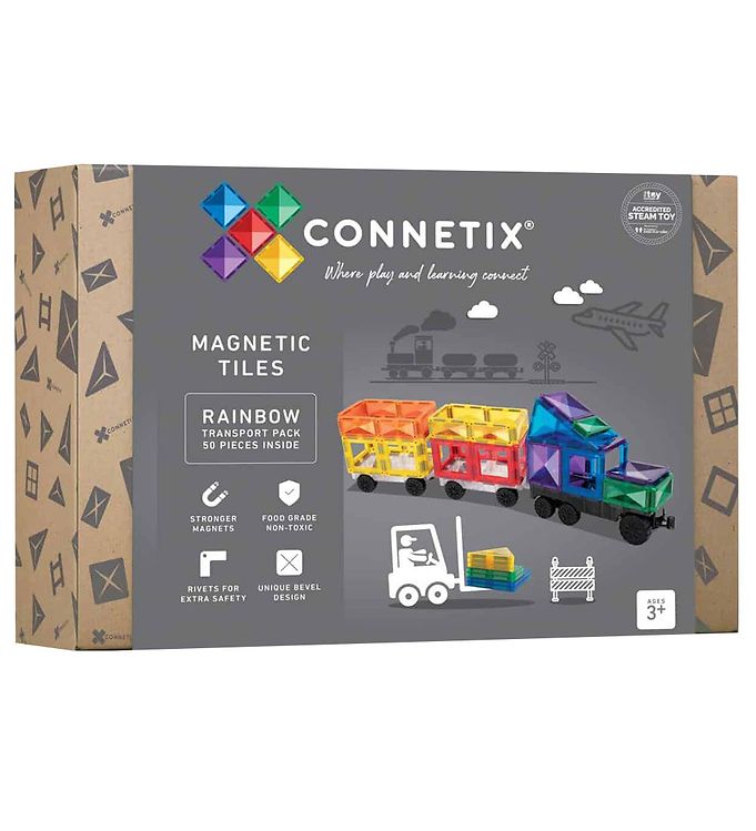 Connetix Magnetsæt - Transport - 50 Dele - Rainbow