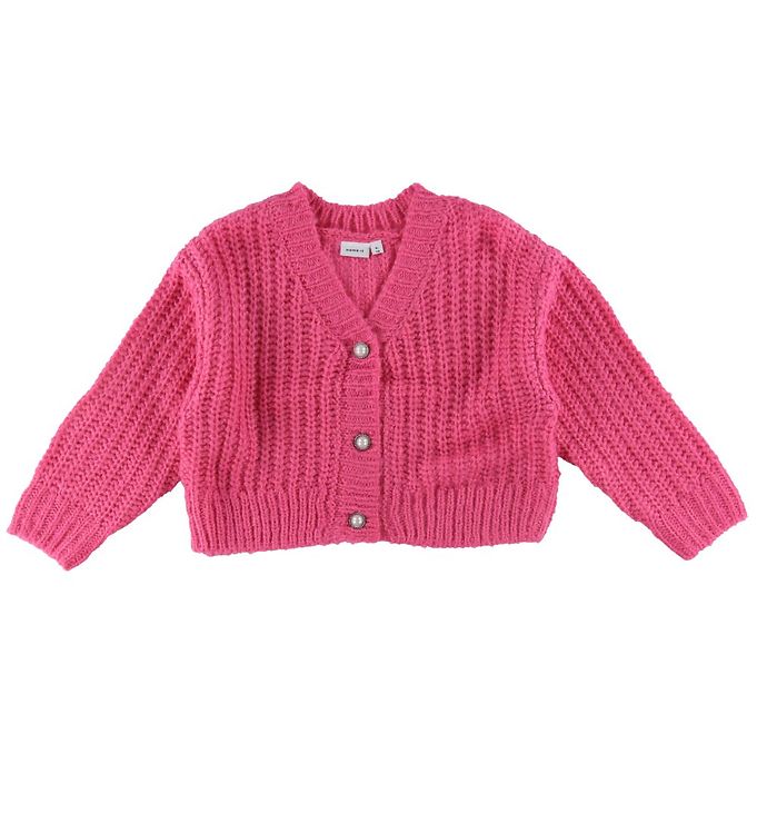 9: Name It Cardigan - Cropped - NkfSigra - Strik - Sangria Sunset