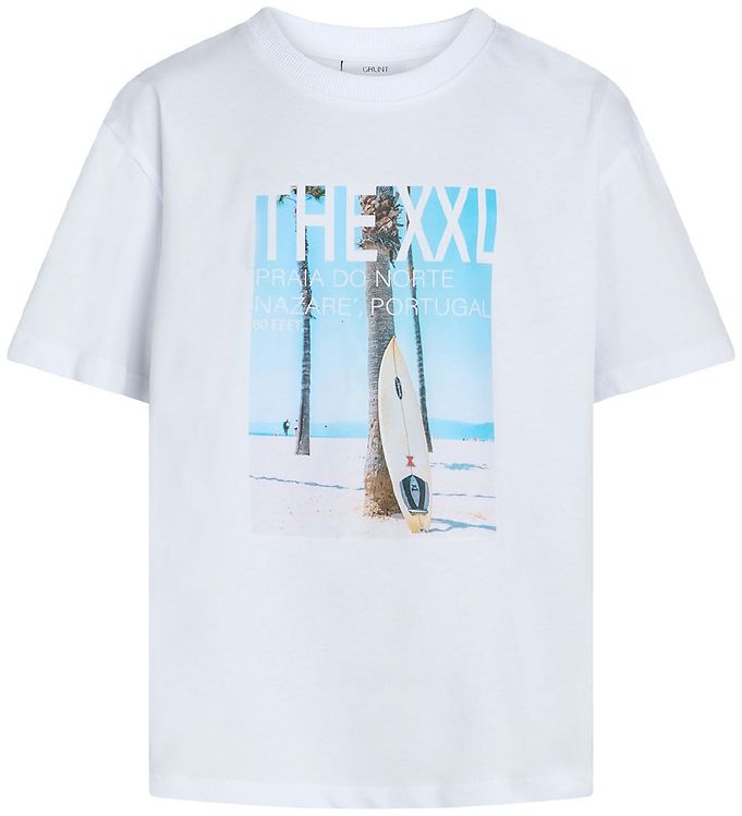 5: Grunt T-shirt - Beach - Hvid m. Print