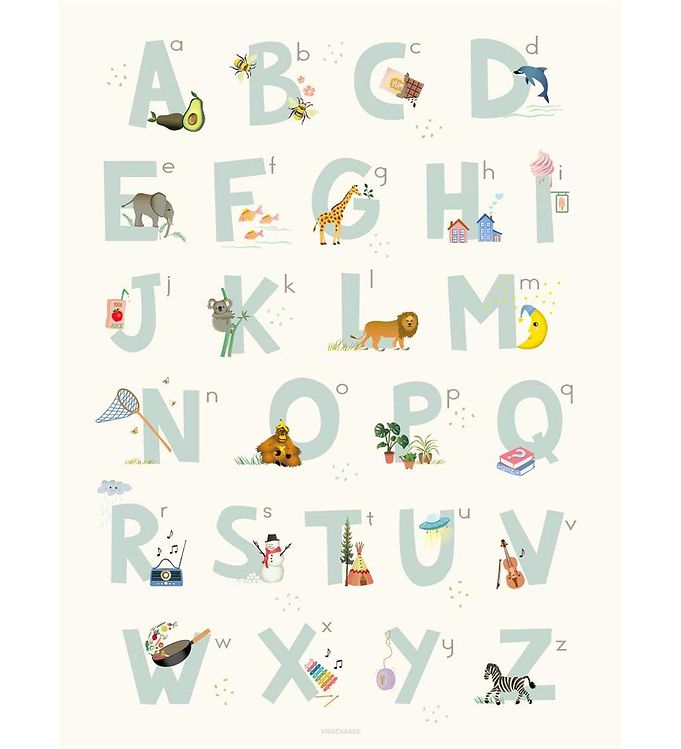 Vissevasse Plakat - 50x70 - Alphabet Blue English