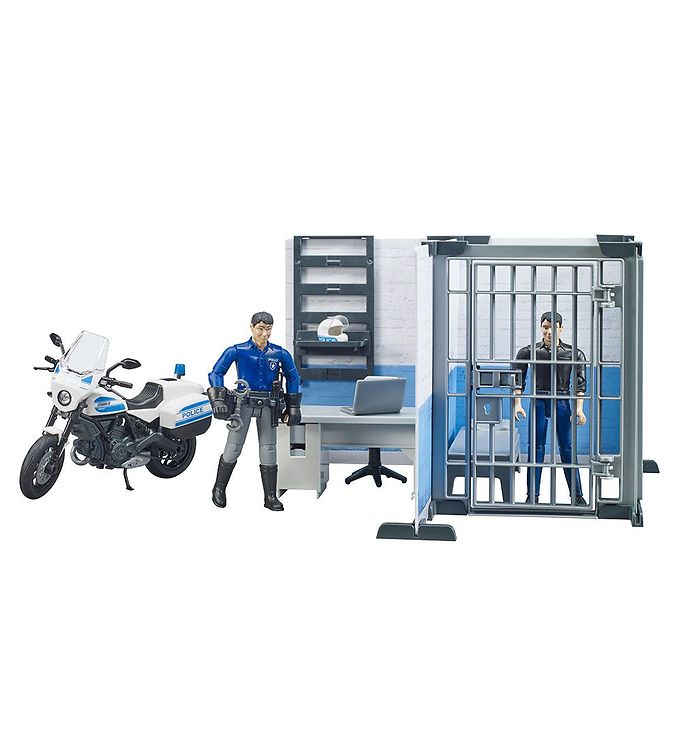 Bruder Bworld Politistation m. Motorcykel