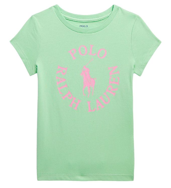 Polo Ralph Lauren T-shirt - Longwood - Lysegrøn m. Rosa
