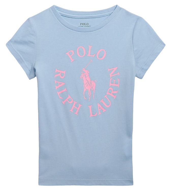 Polo Ralph Lauren T-shirt - Longwood - Lyseblå m. Rosa