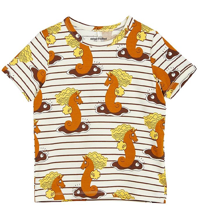 #3 - Mini Rodini T-shirt - Unicorn Seahorse - Brun