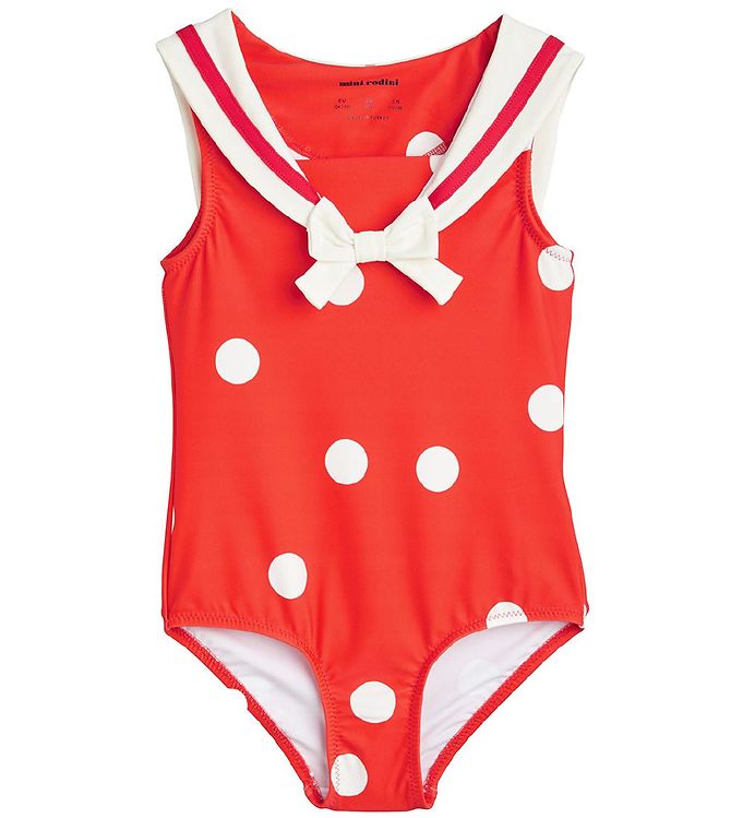 4: Mini Rodini Badedragt - UV50+ - Sailor Polka Dot - Rød