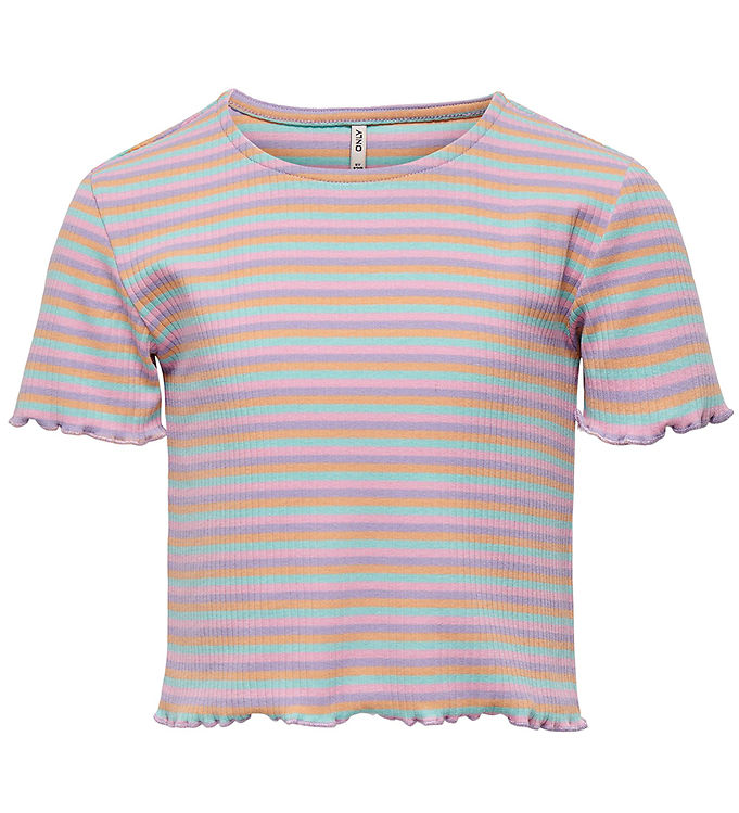T-shirt - Only Rib KogAmelia Rose Purple - Stripes Kids -