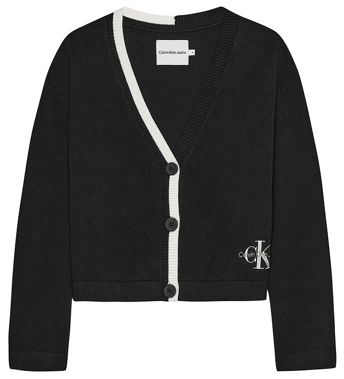 Calvin Klein Cardigan - Strik - Contrask Knit - Sort/Hvid