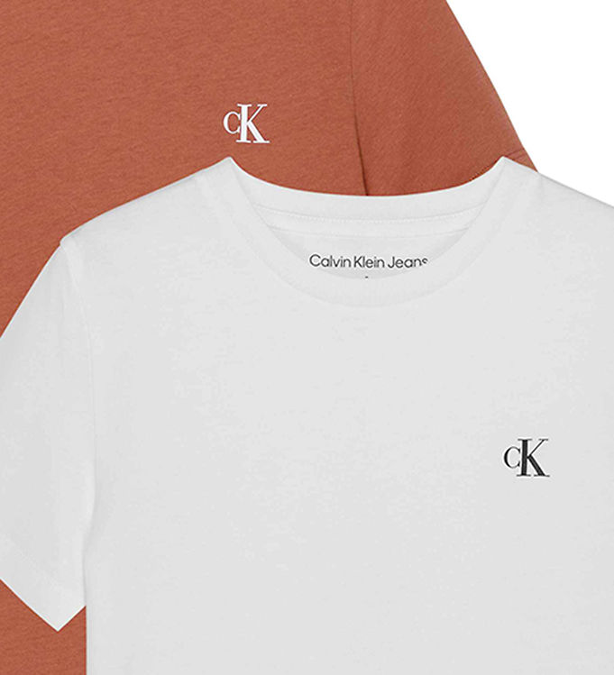værdighed Frem Ved daggry Calvin Klein T-Shirt - 2-Pak - Regular Fit - Bright White/Auburn