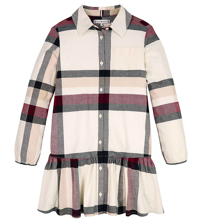 #3 - Tommy Hilfiger Kjole - Check Shirt Dress - Ivory/Multi Check