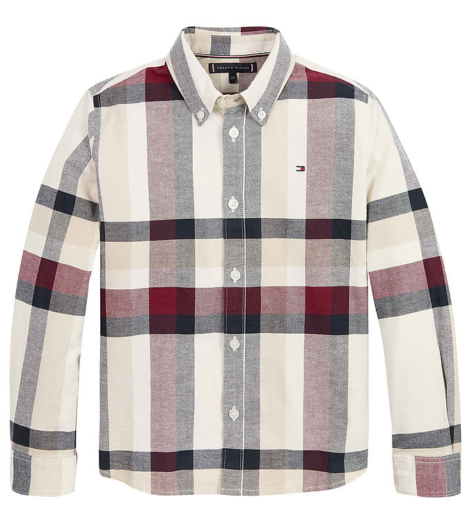 6: Tommy Hilfiger Skjorte - Global Stripe Check Shirt - Rød/Hvid