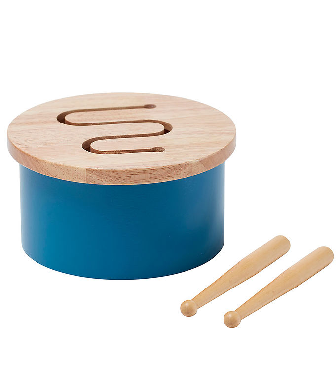 4: Kids Concept Trælegetøj - Tromme Mini - 16,5 x 9 cm - Blå