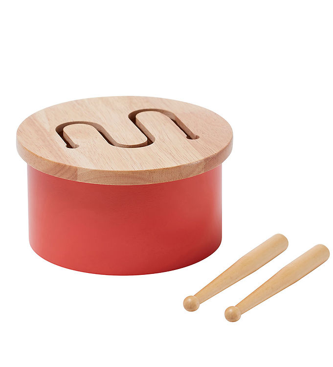 #3 - Kids Concept Trælegetøj - Tromme Mini - 16,5 x 9 cm - Rød