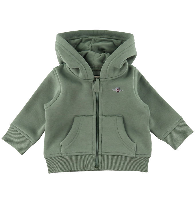 7: GANT Cardigan m. Hætte - Shield Zip Hoodie - Muted Green