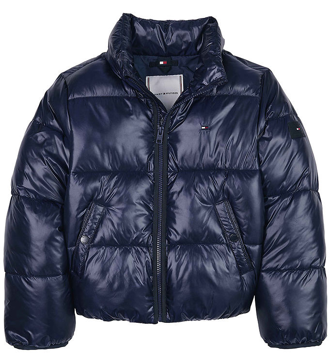 Tommy Hilfiger Dynejakke - Glossy Puffer - Desert Sky