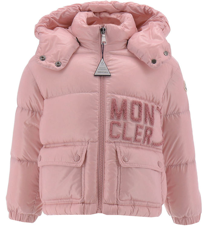 16: Moncler Dunjakke - Abbaye - Rosa m. Tekst