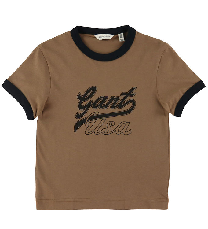 GANT T-shirt - Cropped Cocoa Brown » Fri fragt i
