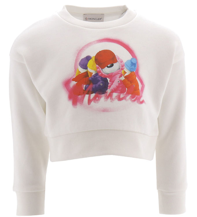Moncler Sweatee Shirt Cropped Hvid Print