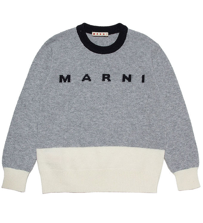 Marni Bluse Uld Gråmeleret Hvid Sort