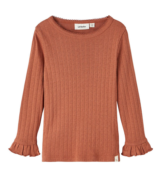 Rachel langærmet slim top - baked clay - 92