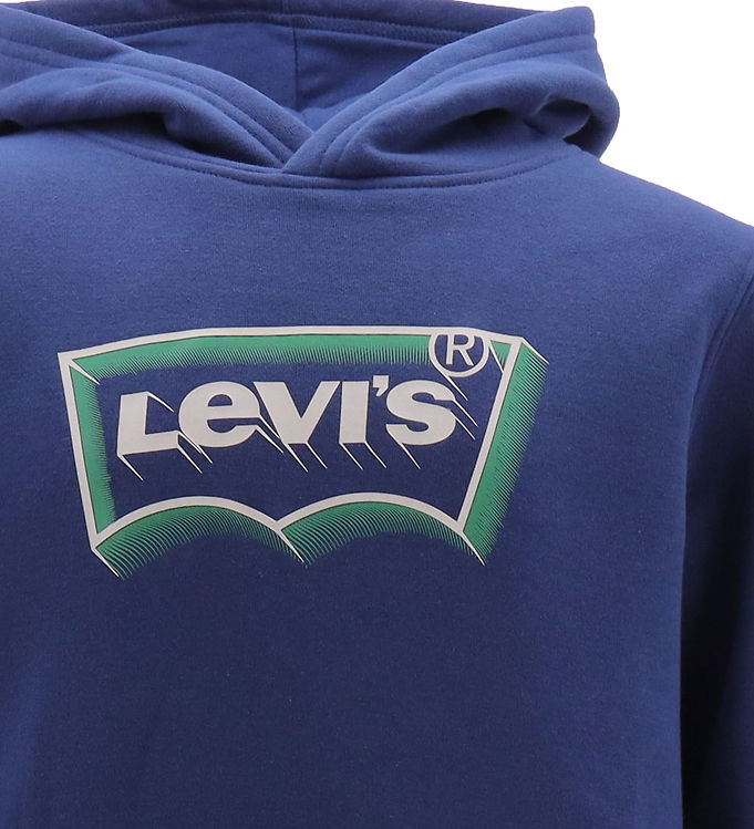 Mince Specialitet Kæmpe stor Levis Kids Hættetrøje - Sodalite Blue/Grøn m. Logo