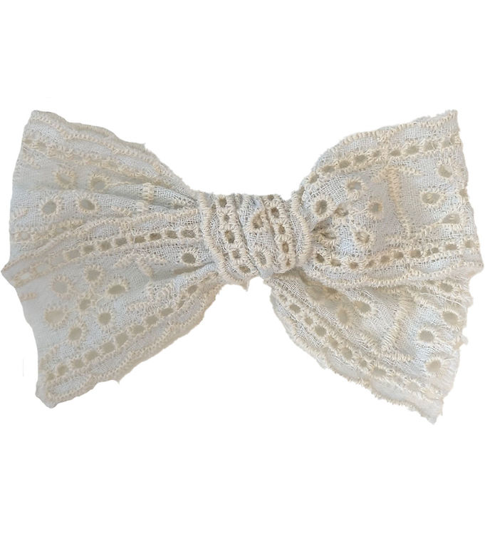 Bows by Stær Hårspænde m. Sløjfe - Franka - Hvid Broderi Anglais