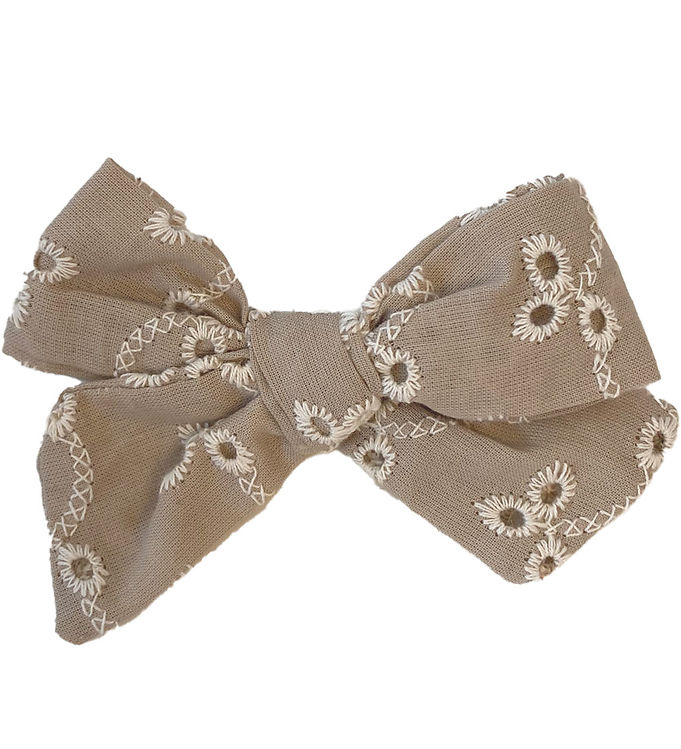 Bows by Stær Hårspænde m. Sløjfe - Cornelia - Beige Broderi Angl