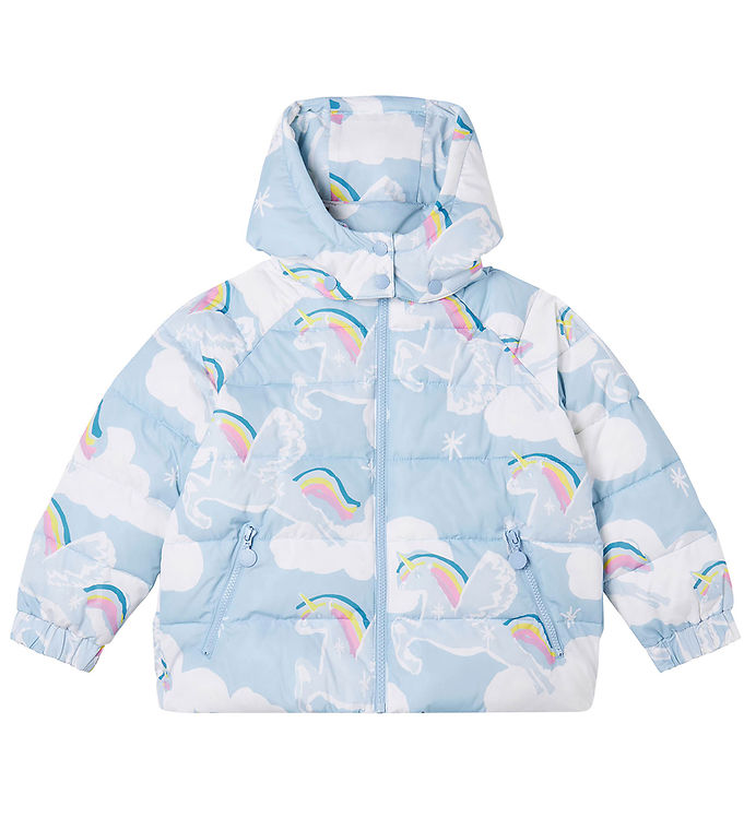 #3 - Stella McCartney Kids Dynejakke - Lyselå m. Enhjørninger