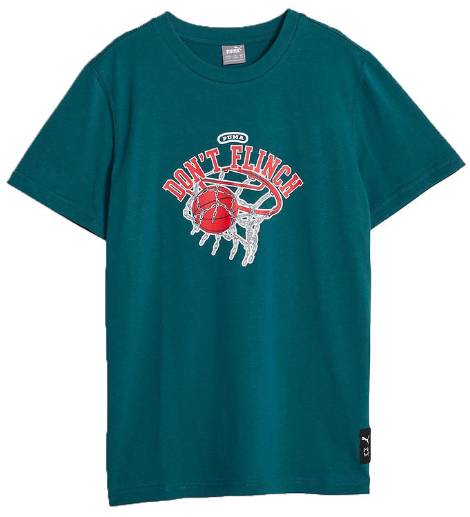 9: Puma T-Shirt - Basketball Graphic - Malachite m. Rød