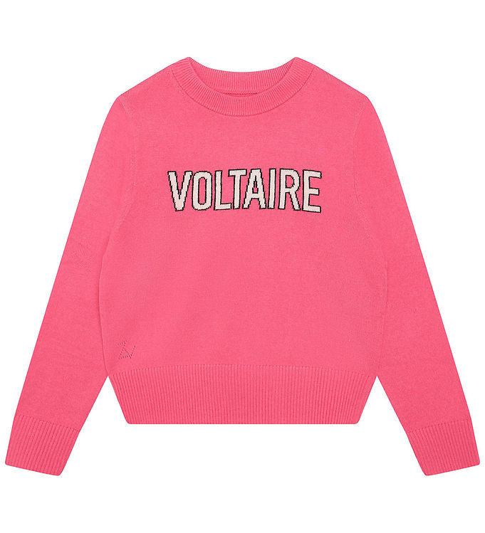 5: Zadig & Voltaire Bluse - Uld - Raspberry m. Tekst