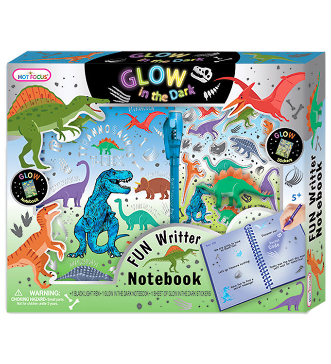 Glow In The Dark Dino Dagbog - M. Usynlig Blæk & Klistermærker - Diverse - Bog