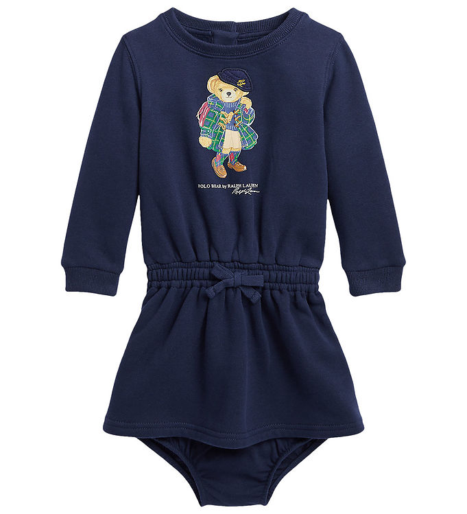 #2 - Polo Ralph Lauren Sweatkjole m. Bloomers - Navy m. Bamse