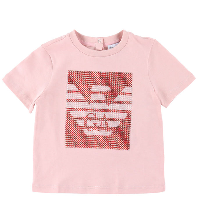 6: Emporio Armani T-shirt - Rosa/Rød m. Pailletter