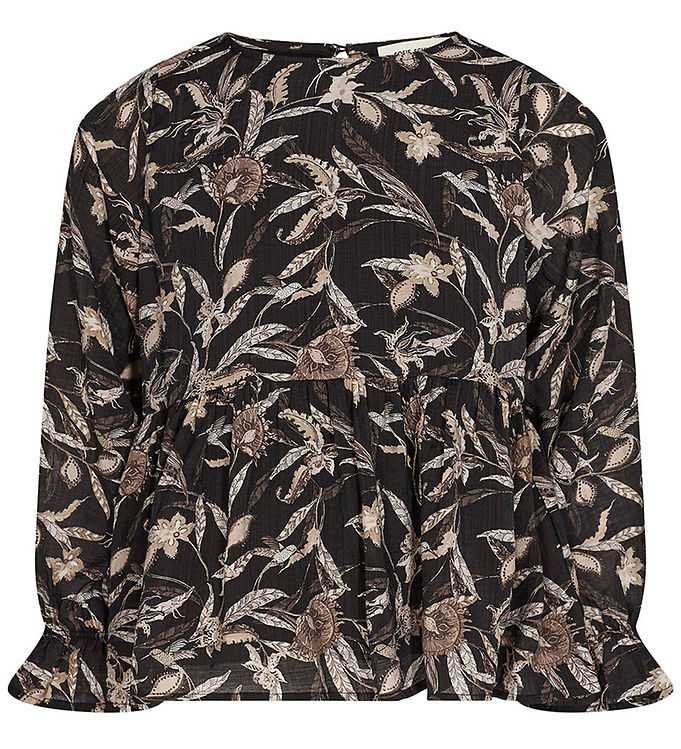 #3 - Sofie Schnoor Girls Bluse - Sort m. Mønster