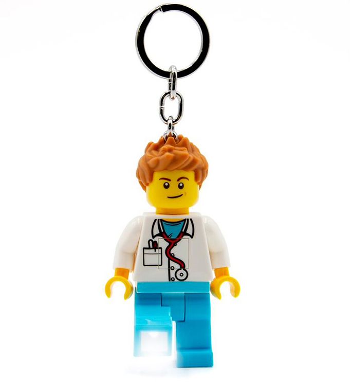 Lego - Ledlite Nøglering Med Led Lys - Mandlig Læge - 9 Cm