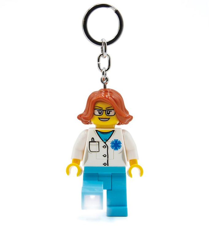 Lego - Ledlite Nøglering Med Led Lys - Kvindelig Læge - 9 Cm
