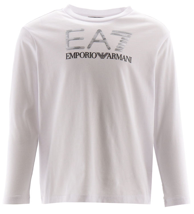 Ea7 Bluse Hvid Sølv