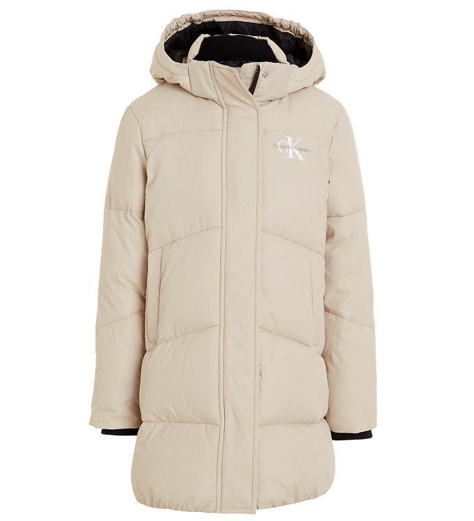 7: Calvin Klein Dynefrakke - CK Long Puffer - Plaza Taupe