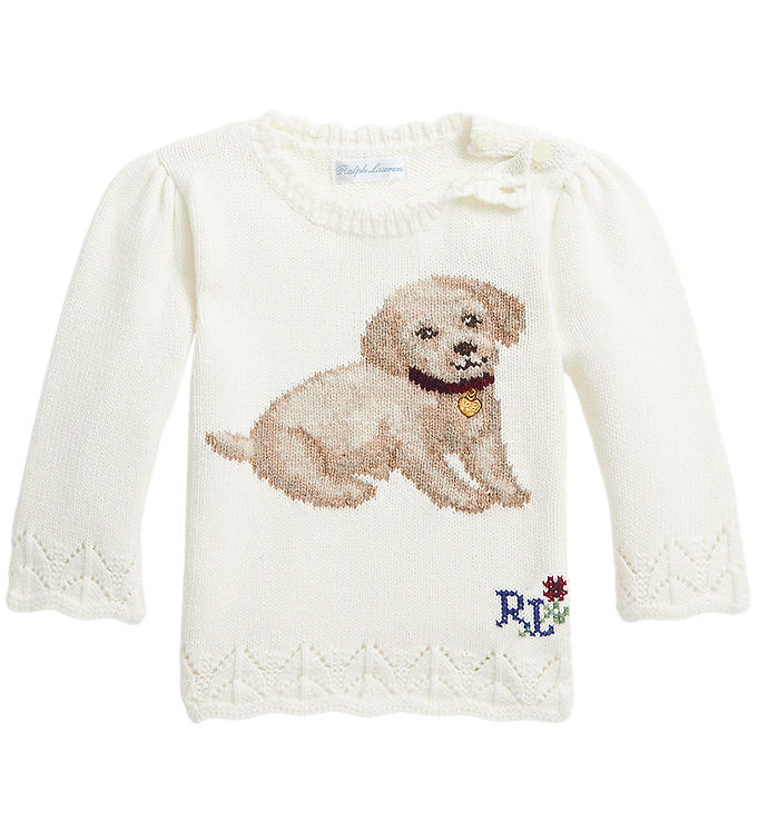 #2 - Polo Ralph Lauren Bluse - Strik - Cream m. Hund