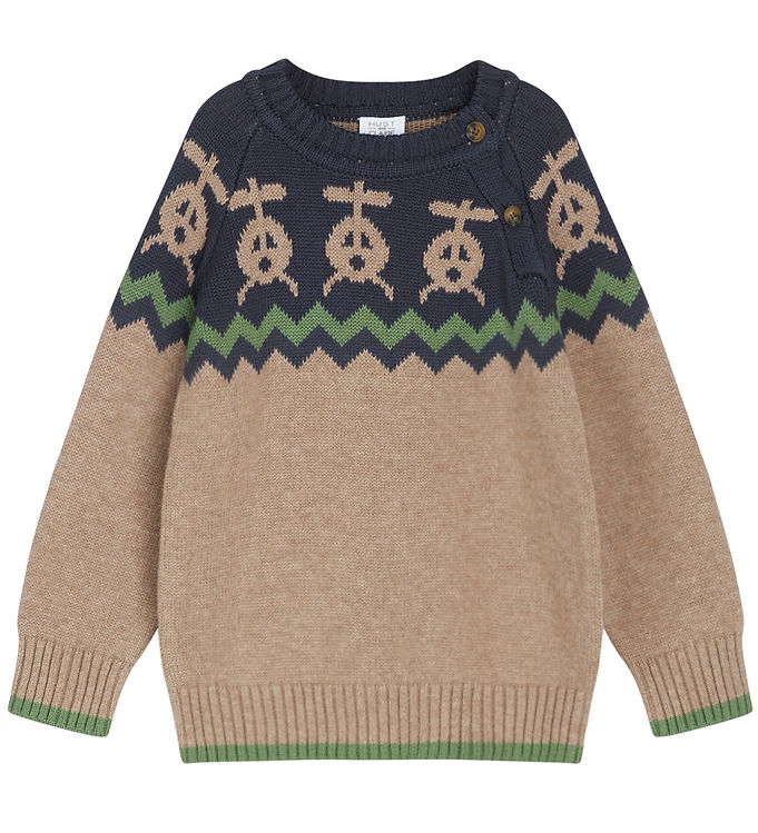 9: Hust & Claire Mini Deer Brown Melange Porter Strik Sweater