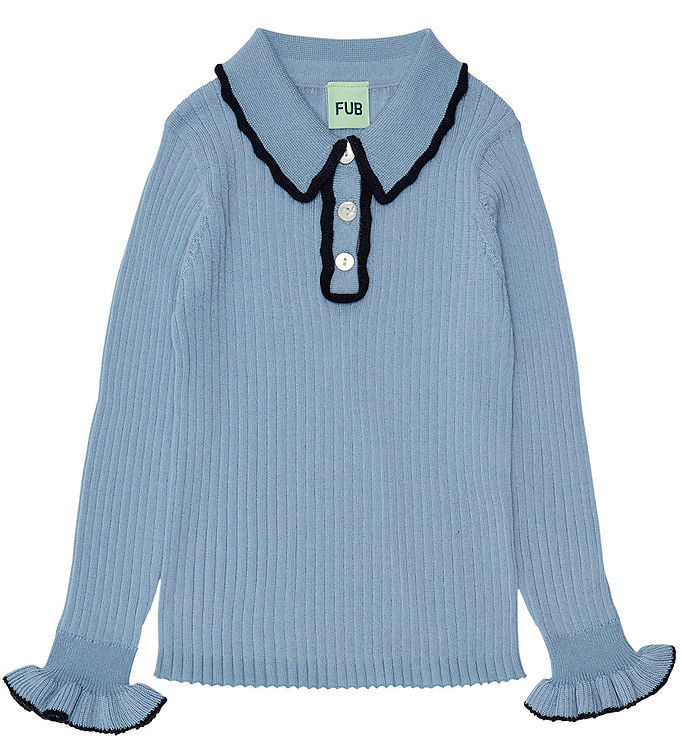 5: FUB Bluse - Uld - Rib - Sky