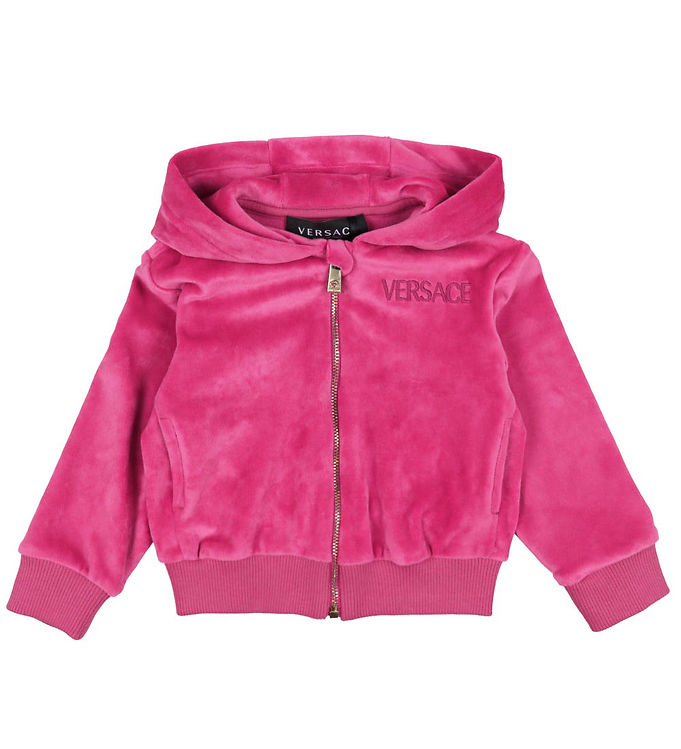 Versace Cardigan Velour Fuchsia Logo